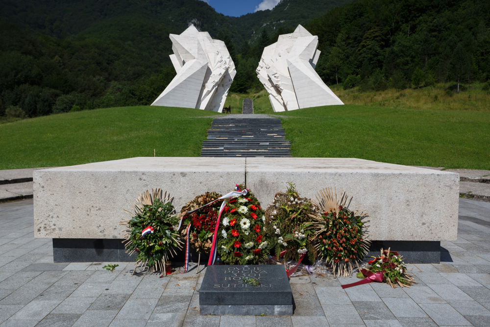 06.07.2018., Tjentiste, Bosna i Hercegovina - Nacionalni park Sutjeska danas. Spomenik palim borcima u II. svjetskom ratu u borbama na Sutjesci, ciji se dio za vrijeme jakih kisa odronio te je sad u sanaciji.  Photo: Tomislav Miletic/PIXSELL