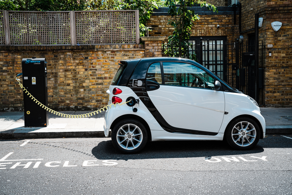 London, UK - July 01, 2025: A Smart Fortwo electric vehicle parked on Ladbroke Road in Notting Hill, Kensington and Chelsea, West London.